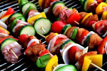 Chicken, bacon and vegie kebabs recipe